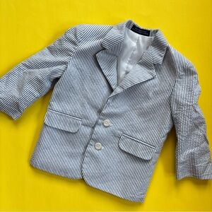 Striped Blue & White Seersucker Blazer